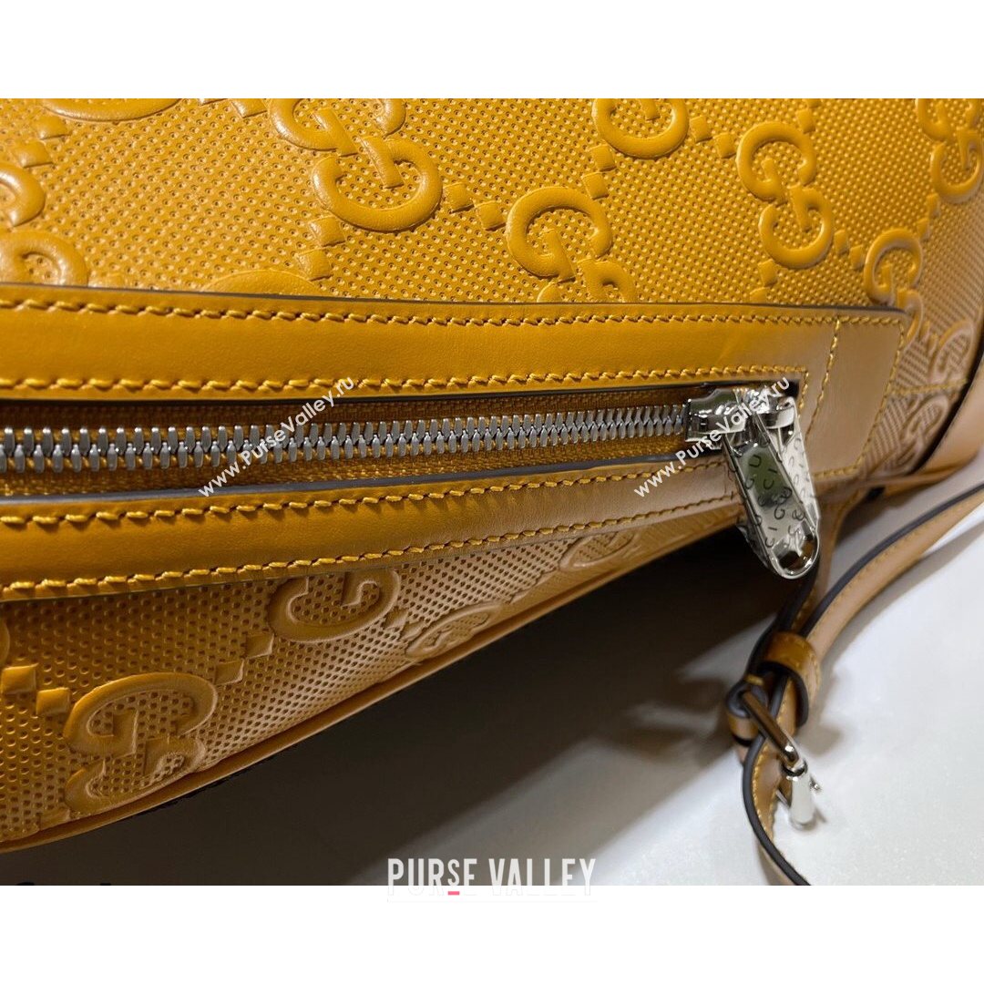 Gucci GG Embossed Perforated Leather Backpack 658579 Yellow 2021 (DLH-21072638)