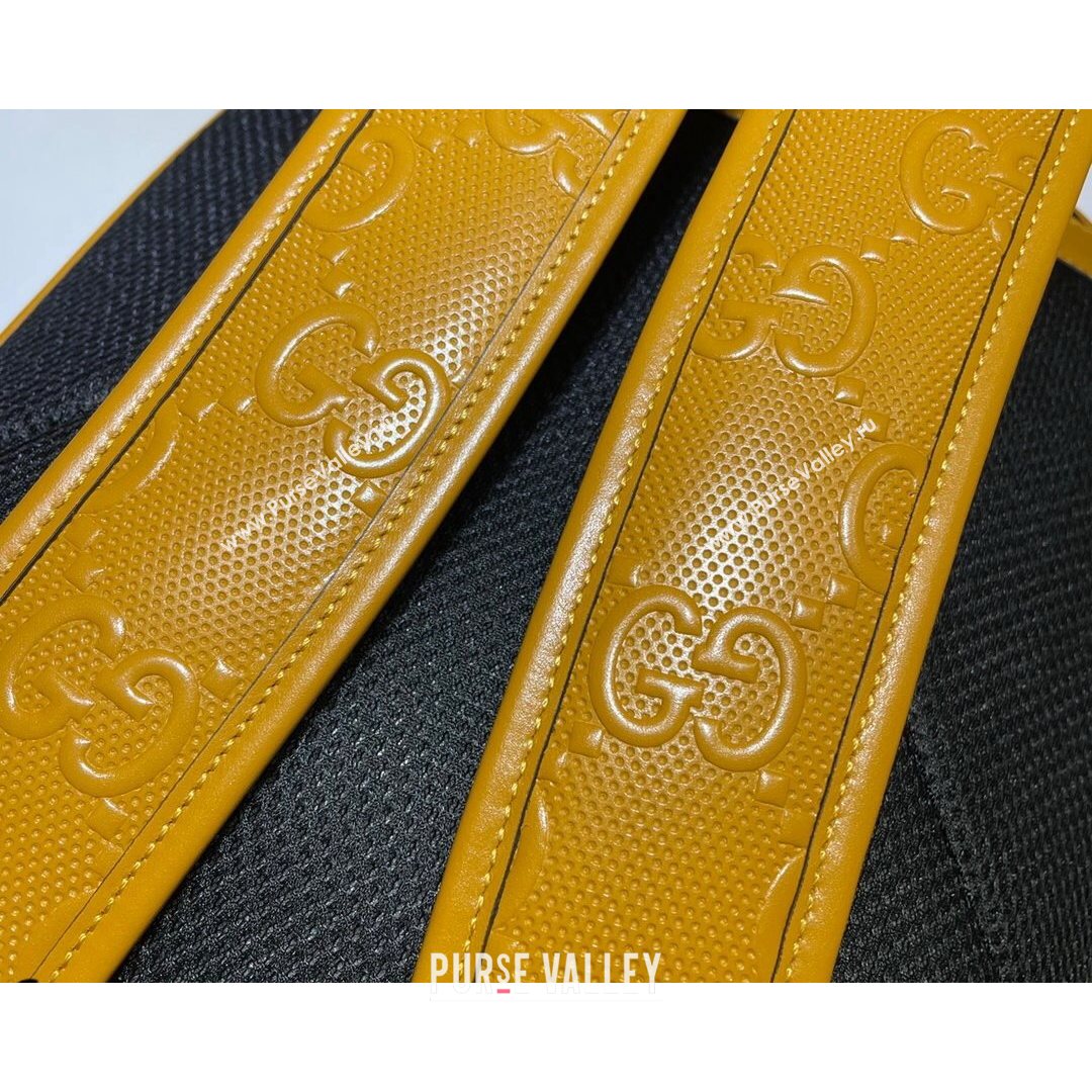 Gucci GG Embossed Perforated Leather Backpack 658579 Yellow 2021 (DLH-21072638)