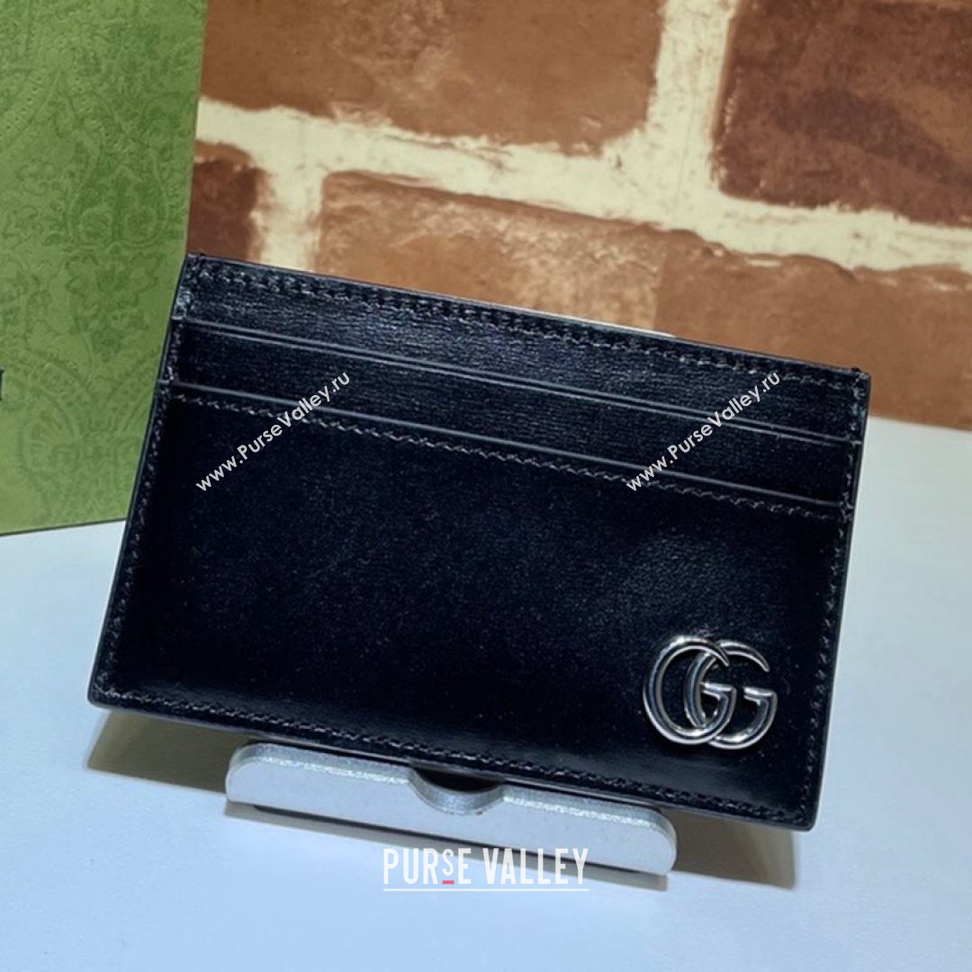 Gucci GG Marmont Card Case Wallet 657588 Black/Silver 2021 (DLH-21072645)