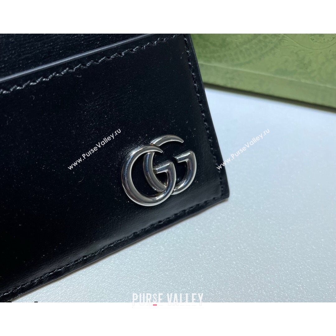 Gucci GG Marmont Card Case Wallet 657588 Black/Silver 2021 (DLH-21072645)