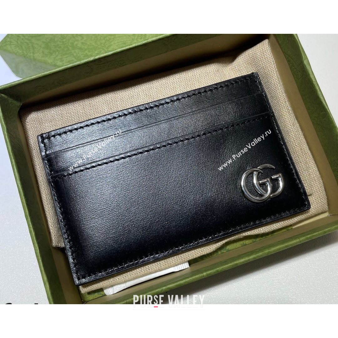 Gucci GG Marmont Card Case Wallet 657588 Black/Silver 2021 (DLH-21072645)