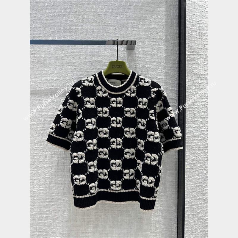 Gucci Wool GG Short-sleeved Sweater G102335 Black 2023 (Q-23102335)