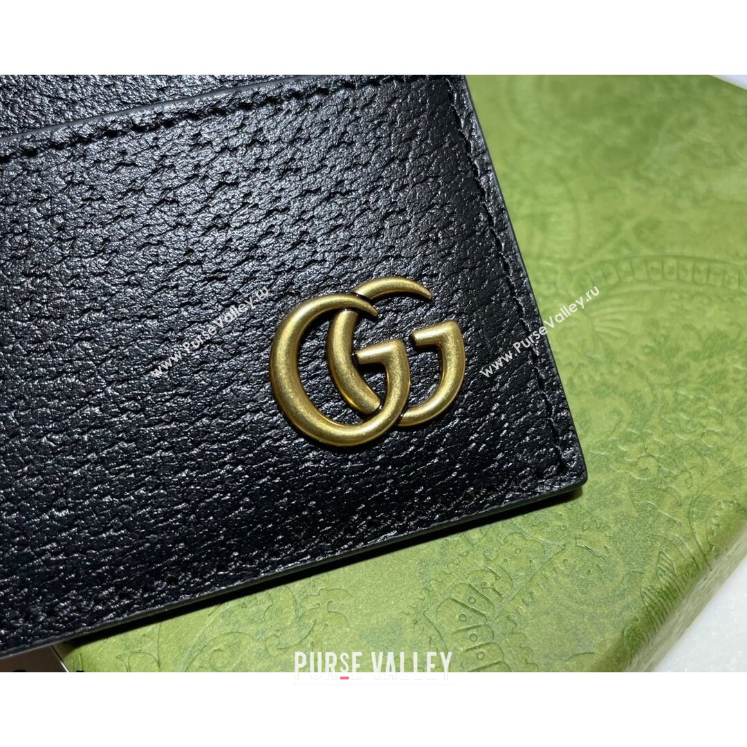 Gucci GG Marmont Card Case Wallet 657588 Black/Gold 2021 (DLH-21072646)