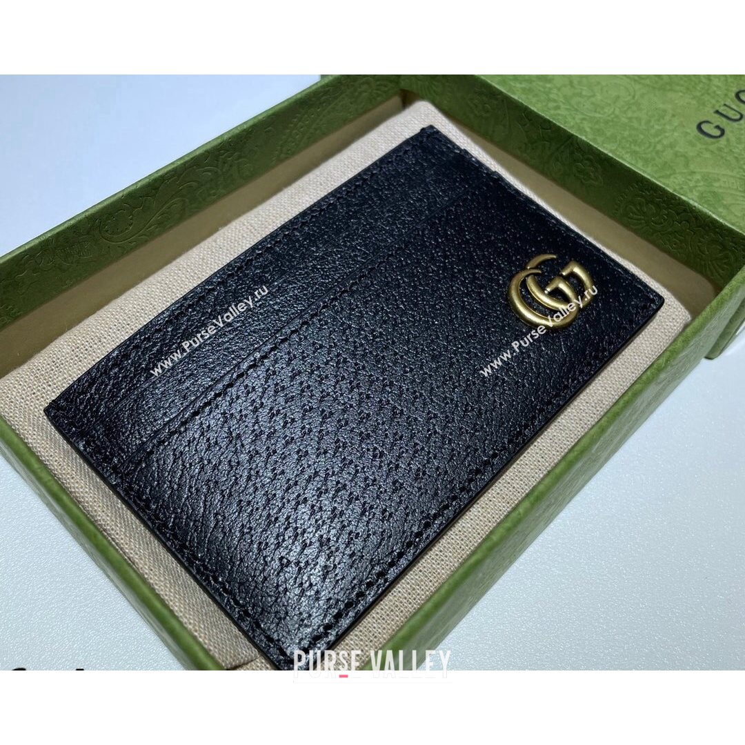 Gucci GG Marmont Card Case Wallet 657588 Black/Gold 2021 (DLH-21072646)