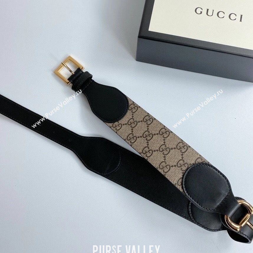 Gucci GG Canvas and Leather Belt 40mm with Chain Black 2020 (99-20111835)