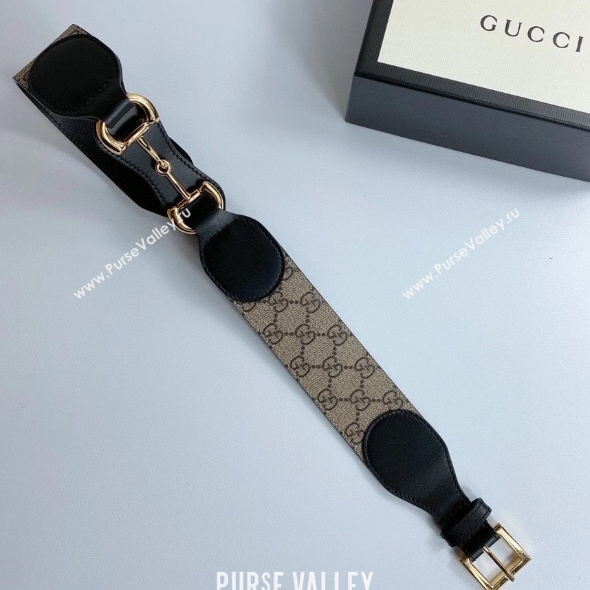 Gucci GG Canvas and Leather Belt 40mm with Chain Black 2020 (99-20111835)