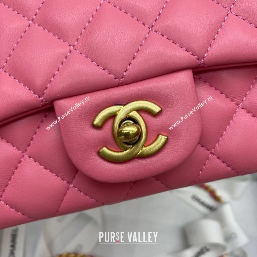 Chanel Quilted Lambskin Mini Flap Bag with Top Handle Pink 2020 (JY-20121066)