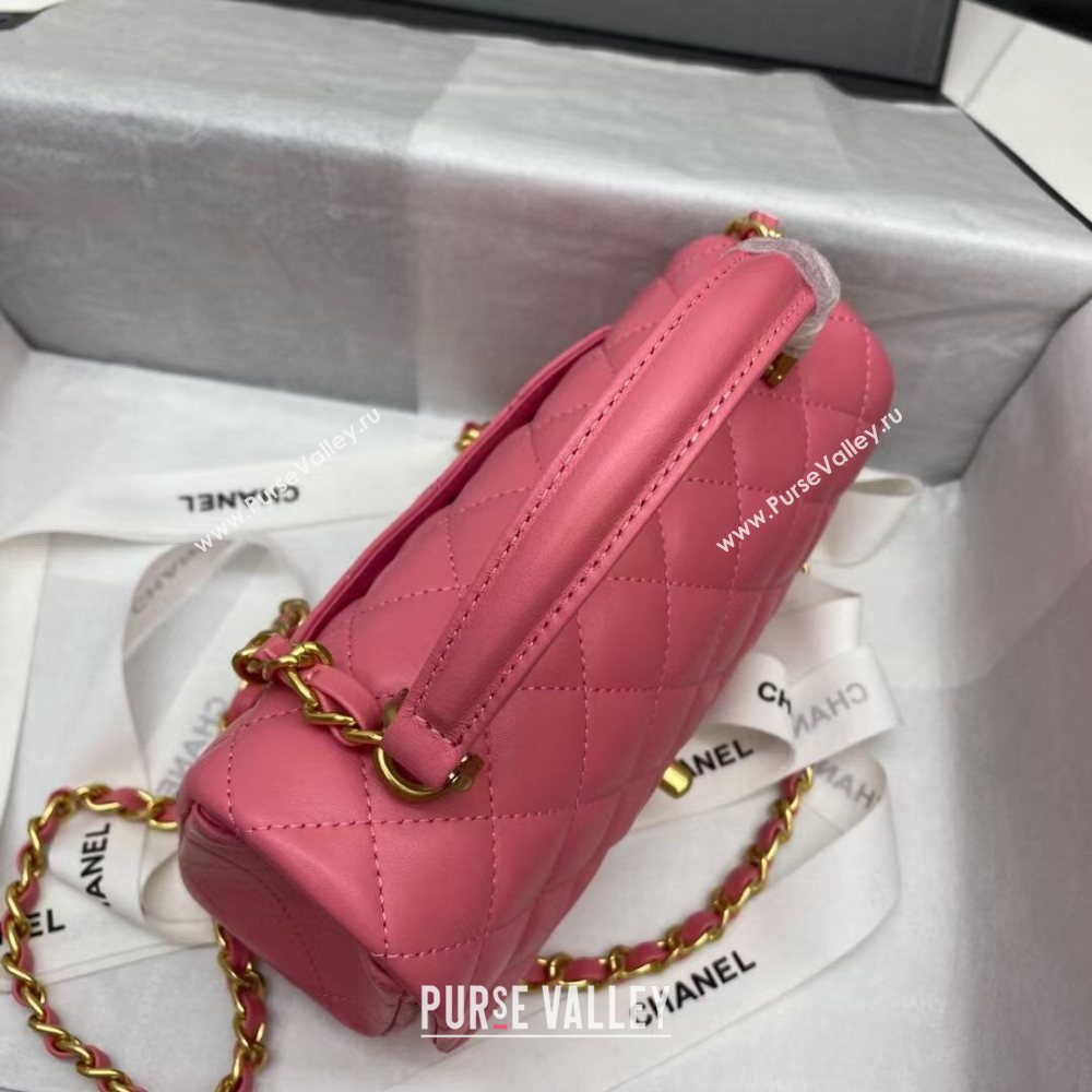 Chanel Quilted Lambskin Mini Flap Bag with Top Handle Pink 2020 (JY-20121066)