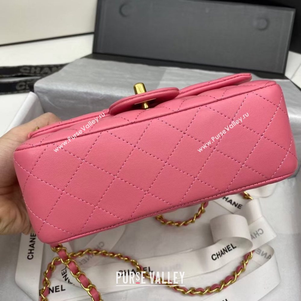Chanel Quilted Lambskin Mini Flap Bag with Top Handle Pink 2020 (JY-20121066)