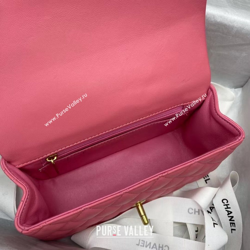 Chanel Quilted Lambskin Mini Flap Bag with Top Handle Pink 2020 (JY-20121066)