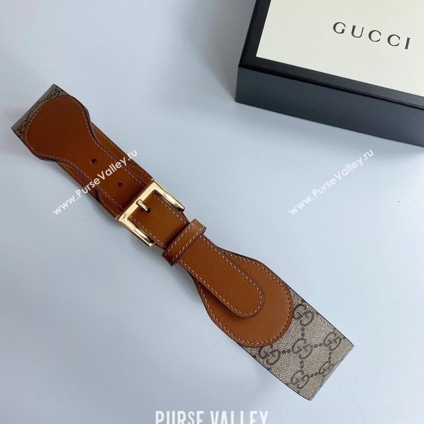 Gucci GG Canvas and Leather Belt 40mm with Chain Brown 2020 (99-20111834)