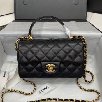 Chanel Quilted Lambskin Mini Flap Bag with Top Handle Black 2020 (JY-20121067)