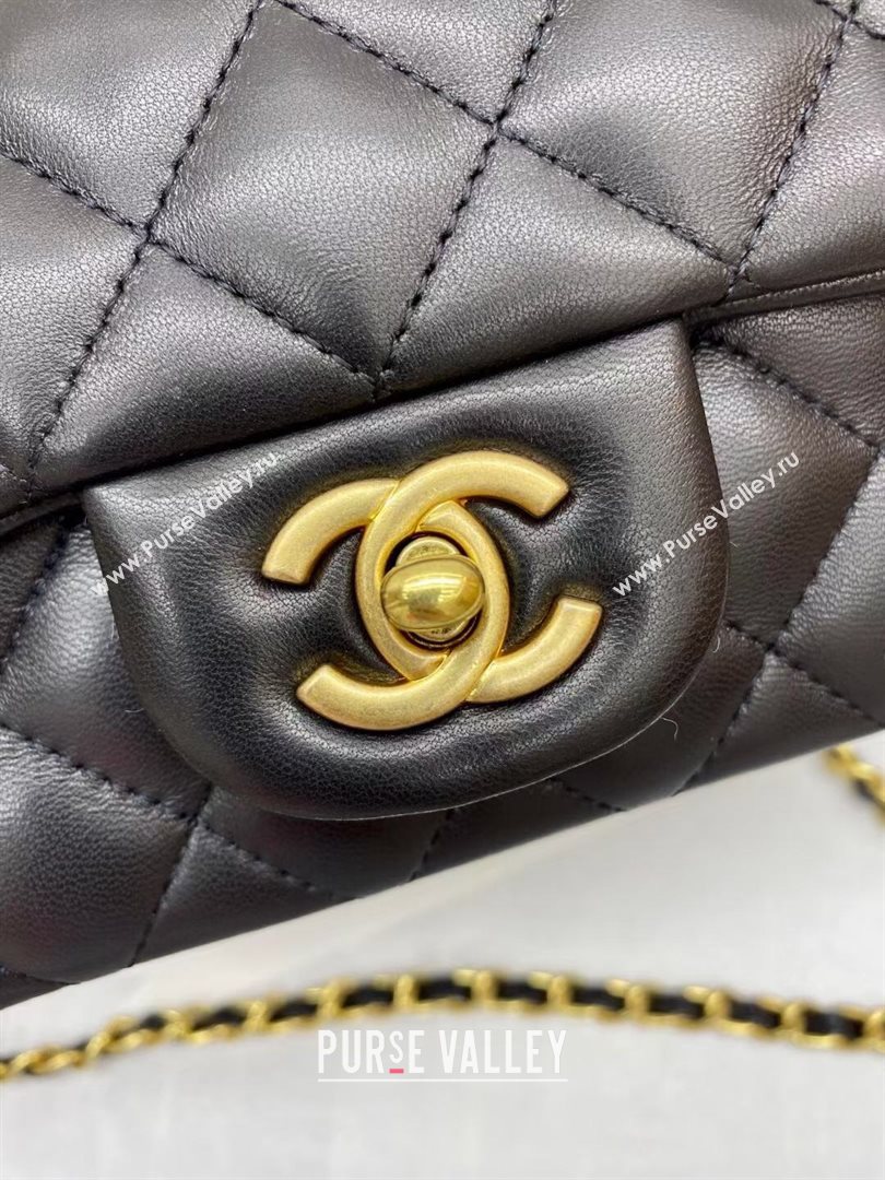 Chanel Quilted Lambskin Mini Flap Bag with Top Handle Black 2020 (JY-20121067)