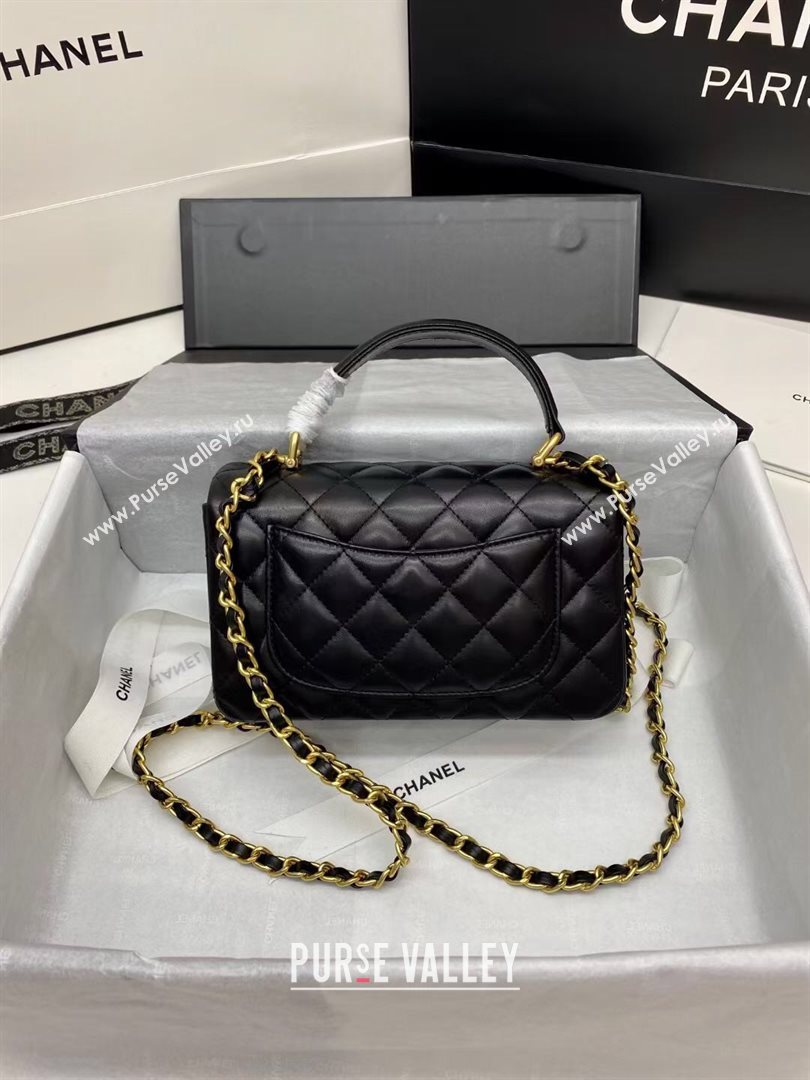 Chanel Quilted Lambskin Mini Flap Bag with Top Handle Black 2020 (JY-20121067)