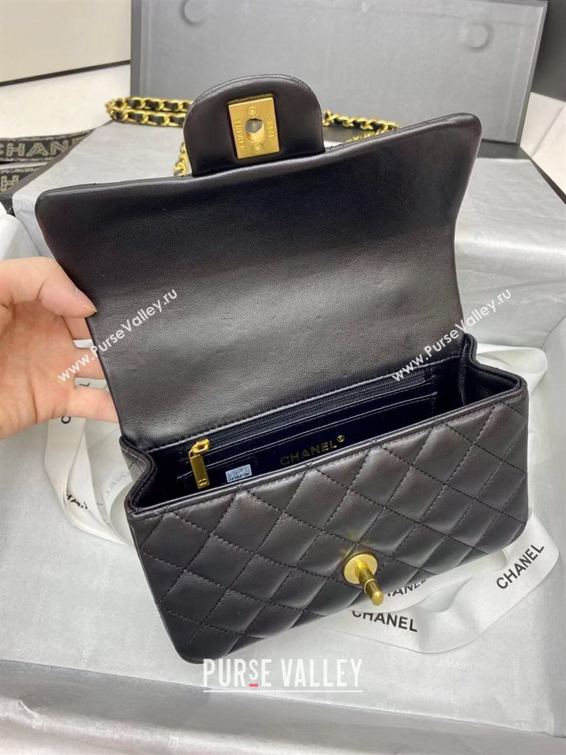 Chanel Quilted Lambskin Mini Flap Bag with Top Handle Black 2020 (JY-20121067)