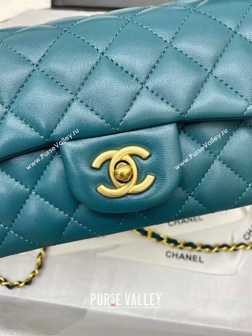 Chanel Quilted Lambskin Mini Flap Bag with Top Handle Peacock Green 2020 (JY-20121068)