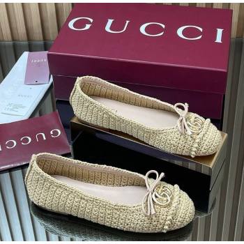 Gucci Crochet Ballet Flats with Horsebit Beige 2025 835081 (SS-250828043)
