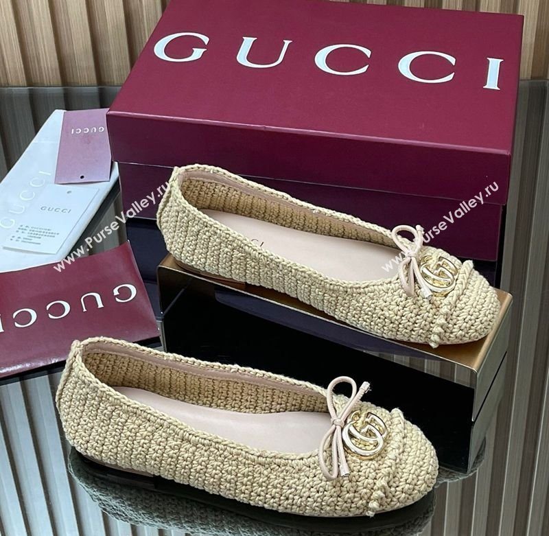 Gucci Crochet Ballet Flats with Horsebit Beige 2025 835081 (SS-250828043)