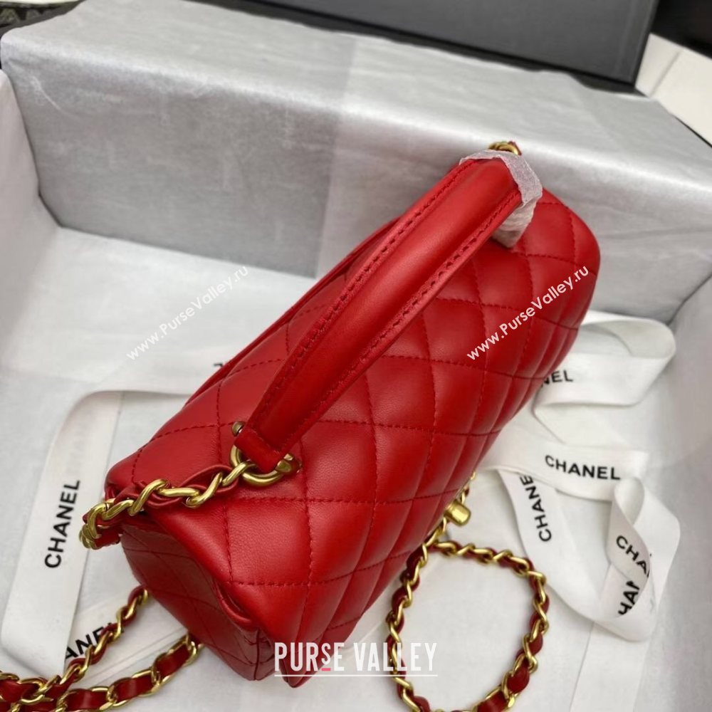 Chanel Quilted Lambskin Mini Flap Bag with Top Handle Red 2020 (JY-20121069)