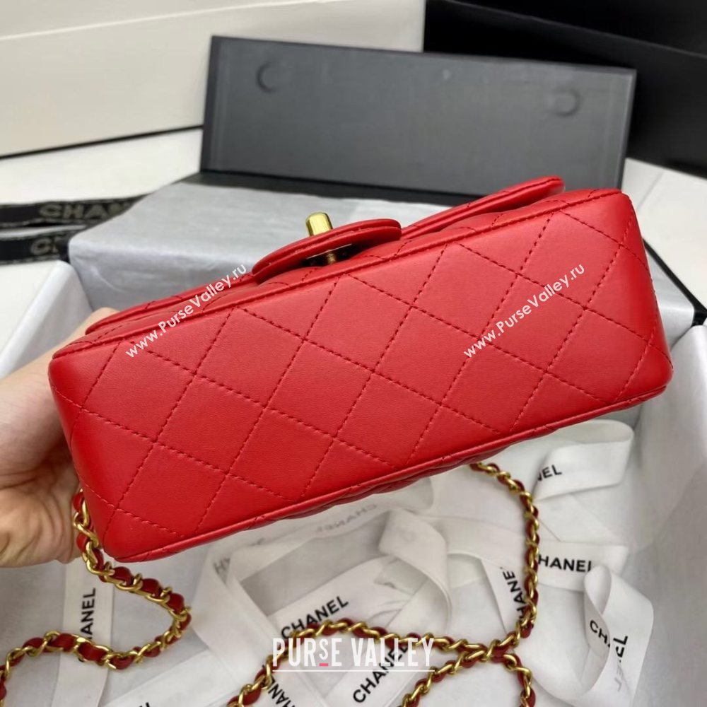 Chanel Quilted Lambskin Mini Flap Bag with Top Handle Red 2020 (JY-20121069)