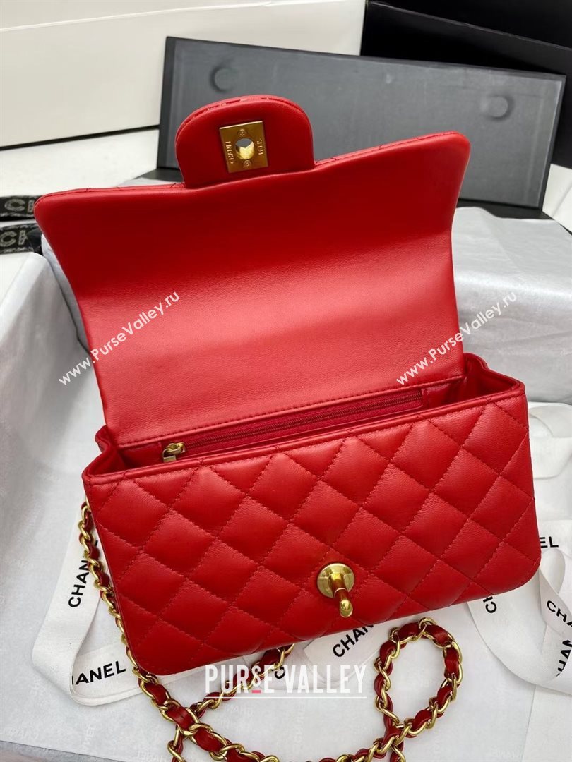 Chanel Quilted Lambskin Mini Flap Bag with Top Handle Red 2020 (JY-20121069)