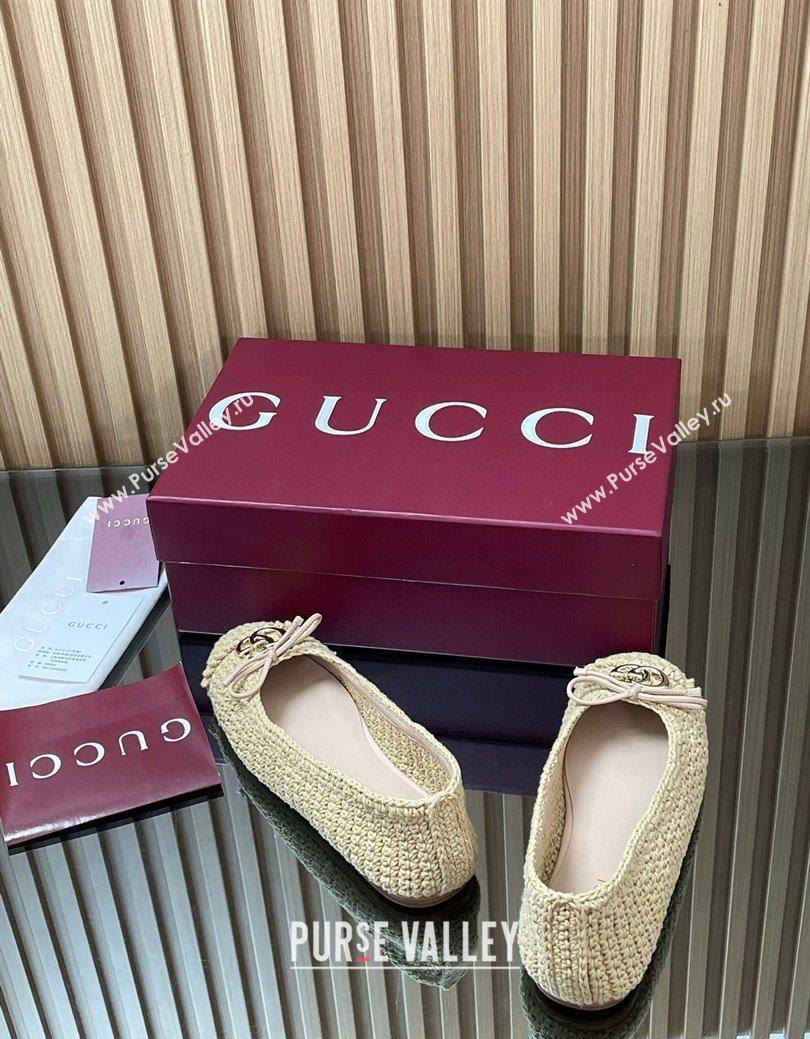Gucci Crochet Ballet Flats with Horsebit Beige 2025 835081 (SS-250828043)