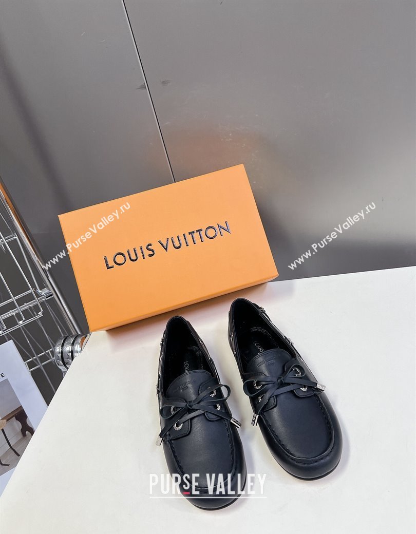 Louis Vuitton Soho Flat Boat Shoe in Calf Leather Black 2024 1AGWBD (MD-241224045)