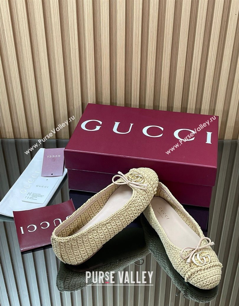 Gucci Crochet Ballet Flats with Horsebit Beige 2025 835081 (SS-250828043)
