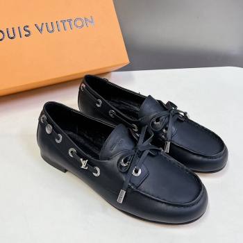 Louis Vuitton Soho Flat Boat Shoe in Calf Leather Black 2024 1AGWBD (MD-241224045)