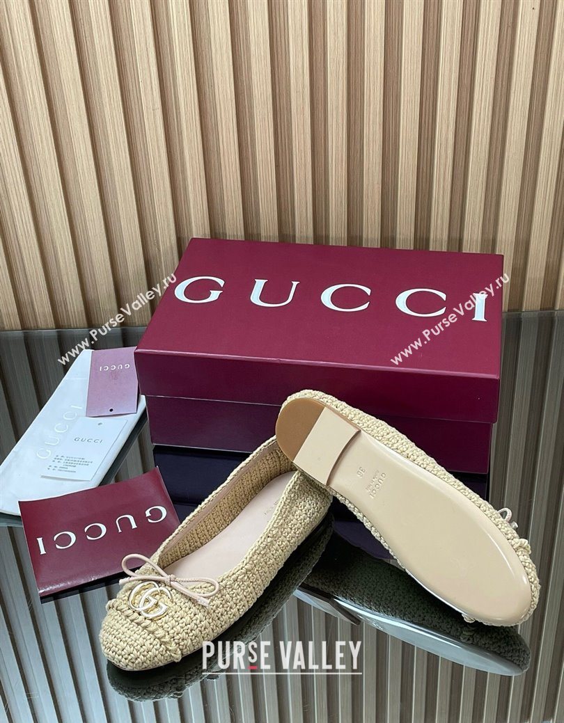 Gucci Crochet Ballet Flats with Horsebit Beige 2025 835081 (SS-250828043)