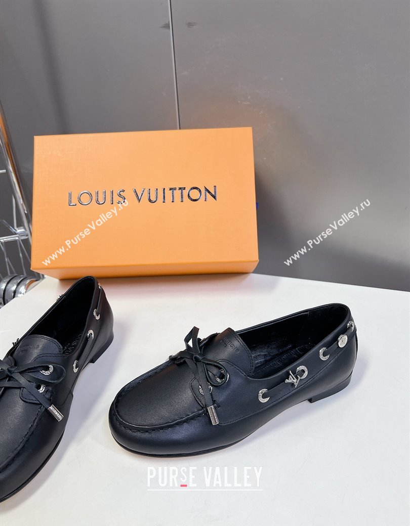 Louis Vuitton Soho Flat Boat Shoe in Calf Leather Black 2024 1AGWBD (MD-241224045)