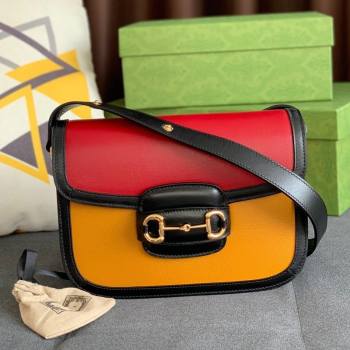 Gucci Horsebit 1955 Shoulder Bag 602204 Red/Yellow 2021 (DLH-21072610)