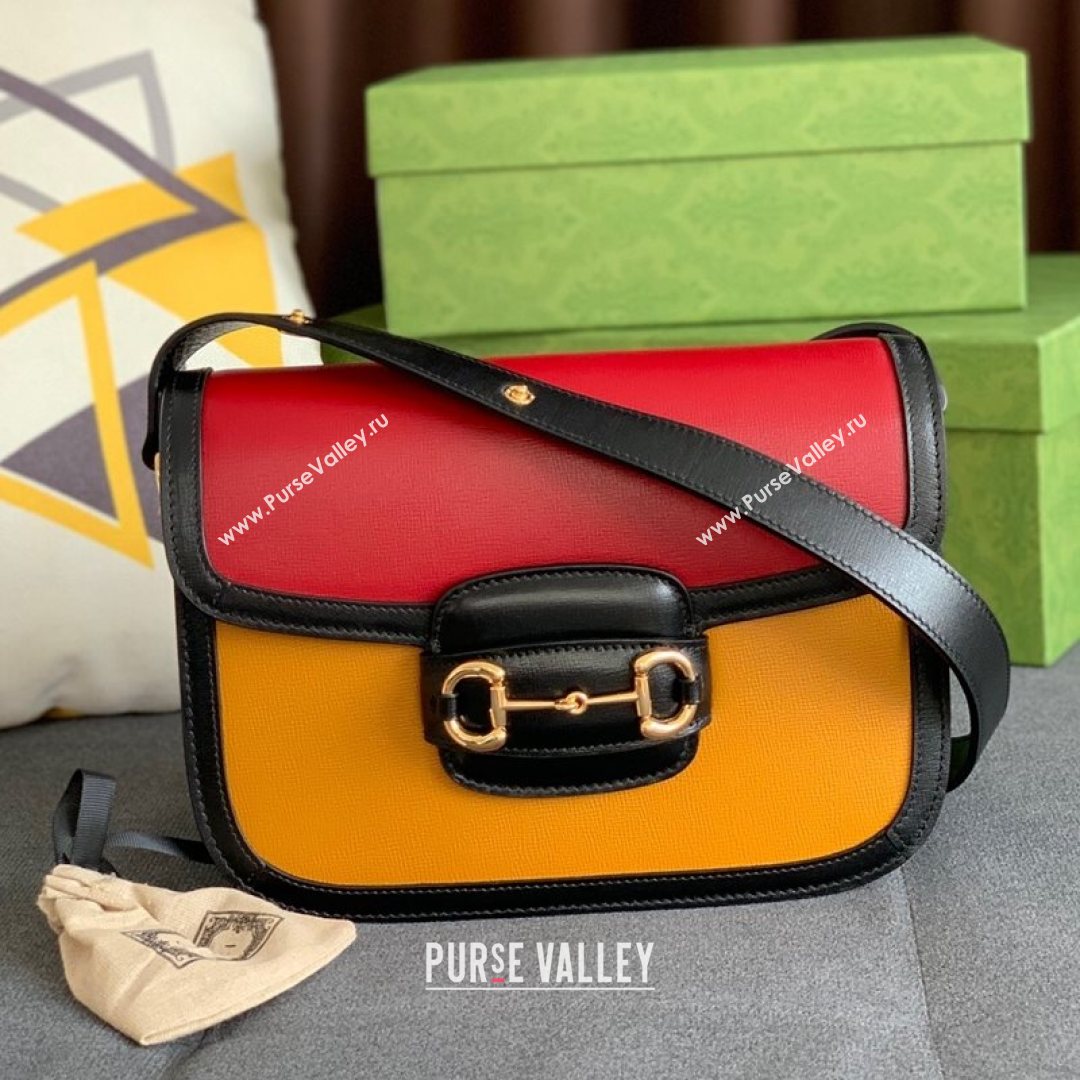 Gucci Horsebit 1955 Shoulder Bag 602204 Red/Yellow 2021 (DLH-21072610)