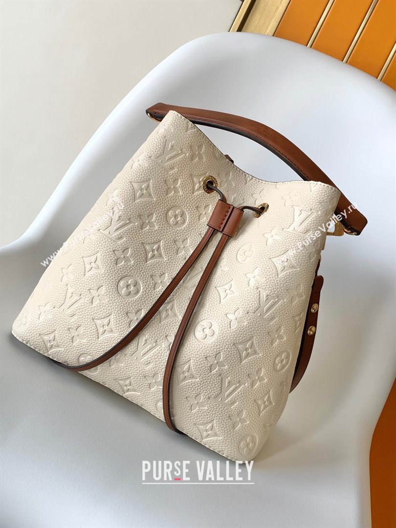 Louis Vuitton NeoNoe MM Bucket Bag in Monogram Embossed Leather M45307 Brown/Cream (K-24112110)