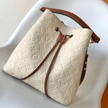 Louis Vuitton NeoNoe MM Bucket Bag in Monogram Embossed Leather M45307 Brown/Cream (K-24112110)