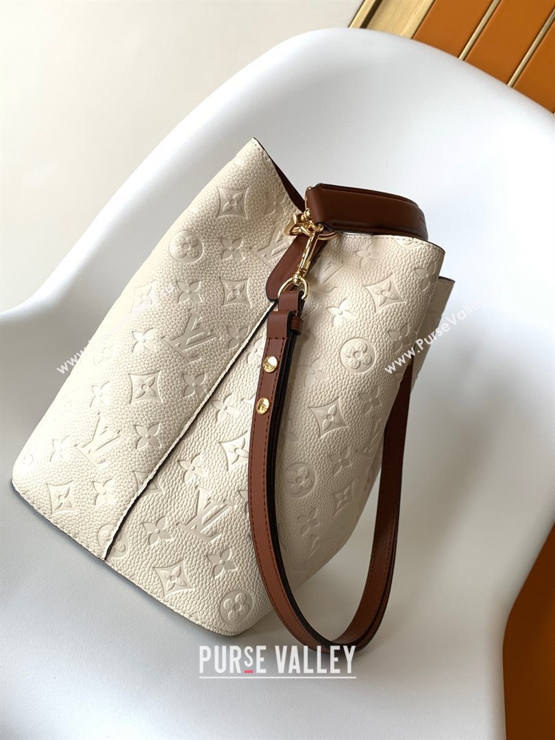 Louis Vuitton NeoNoe MM Bucket Bag in Monogram Embossed Leather M45307 Brown/Cream (K-24112110)