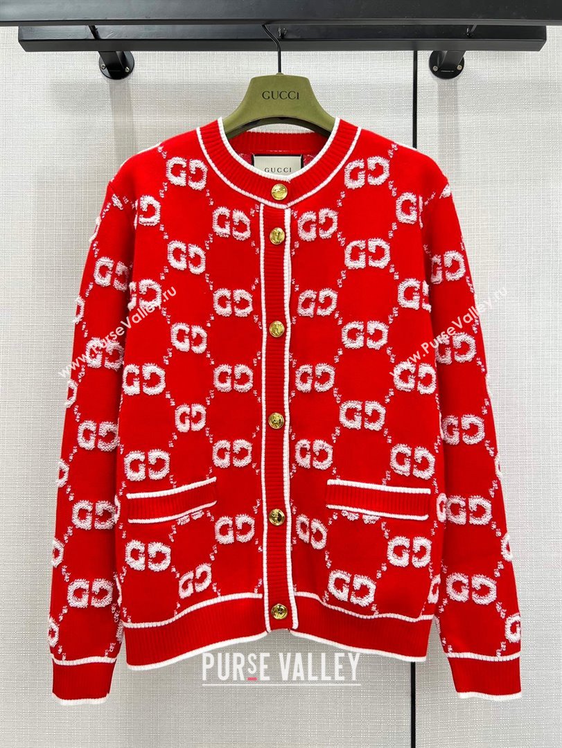 Gucci Wool Cardigan G11305 Red 2024 (Q-2411305)