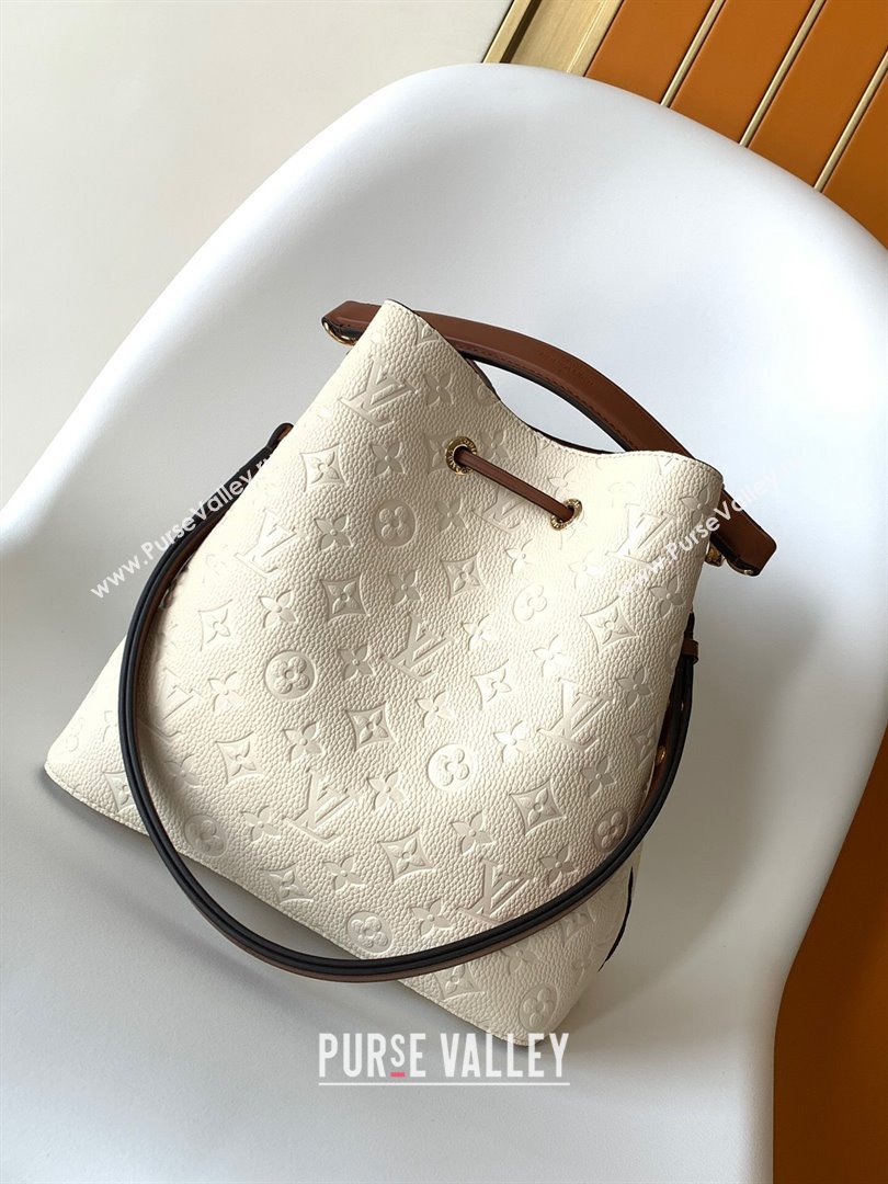 Louis Vuitton NeoNoe MM Bucket Bag in Monogram Embossed Leather M45307 Brown/Cream (K-24112110)