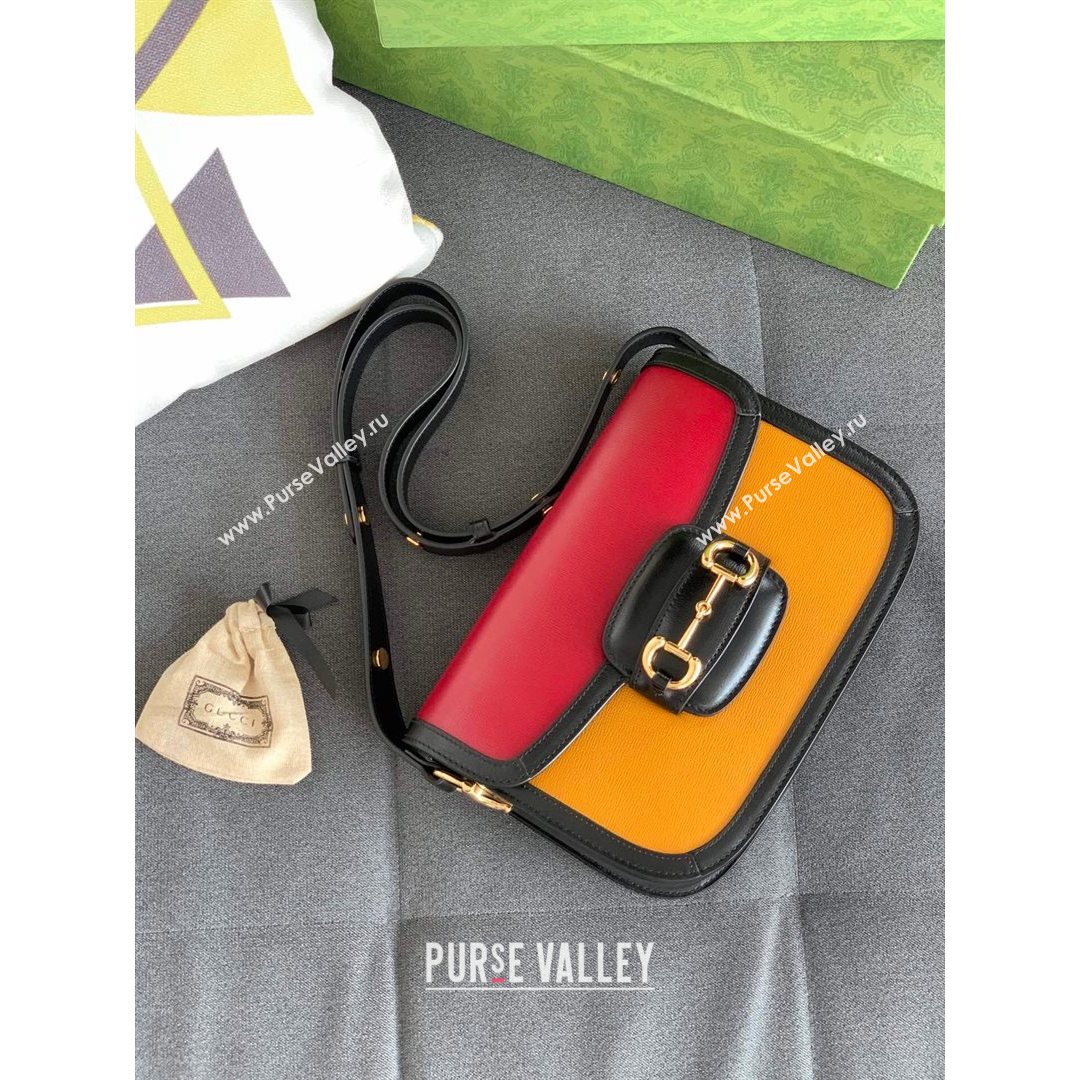 Gucci Horsebit 1955 Shoulder Bag 602204 Red/Yellow 2021 (DLH-21072610)