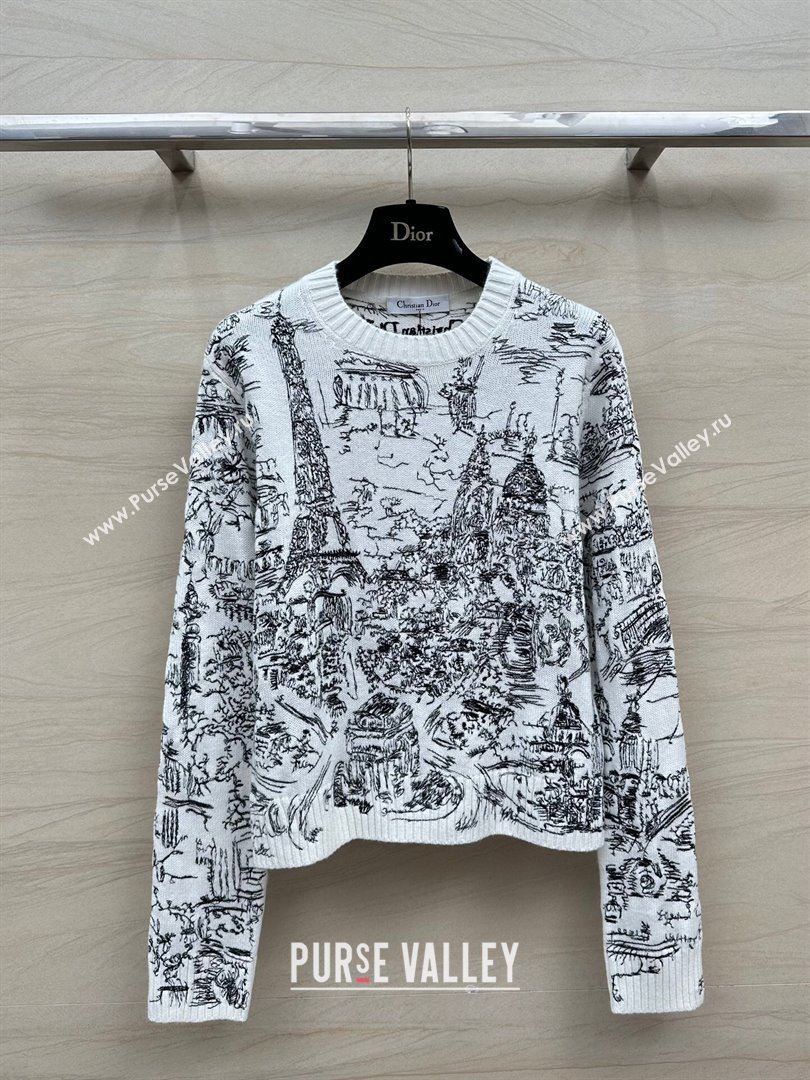 Dior Cashmere Sweater D043004 White/Black 2024 (Q-24043004)