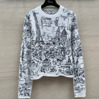 Dior Cashmere Sweater D043004 White/Black 2024 (Q-24043004)