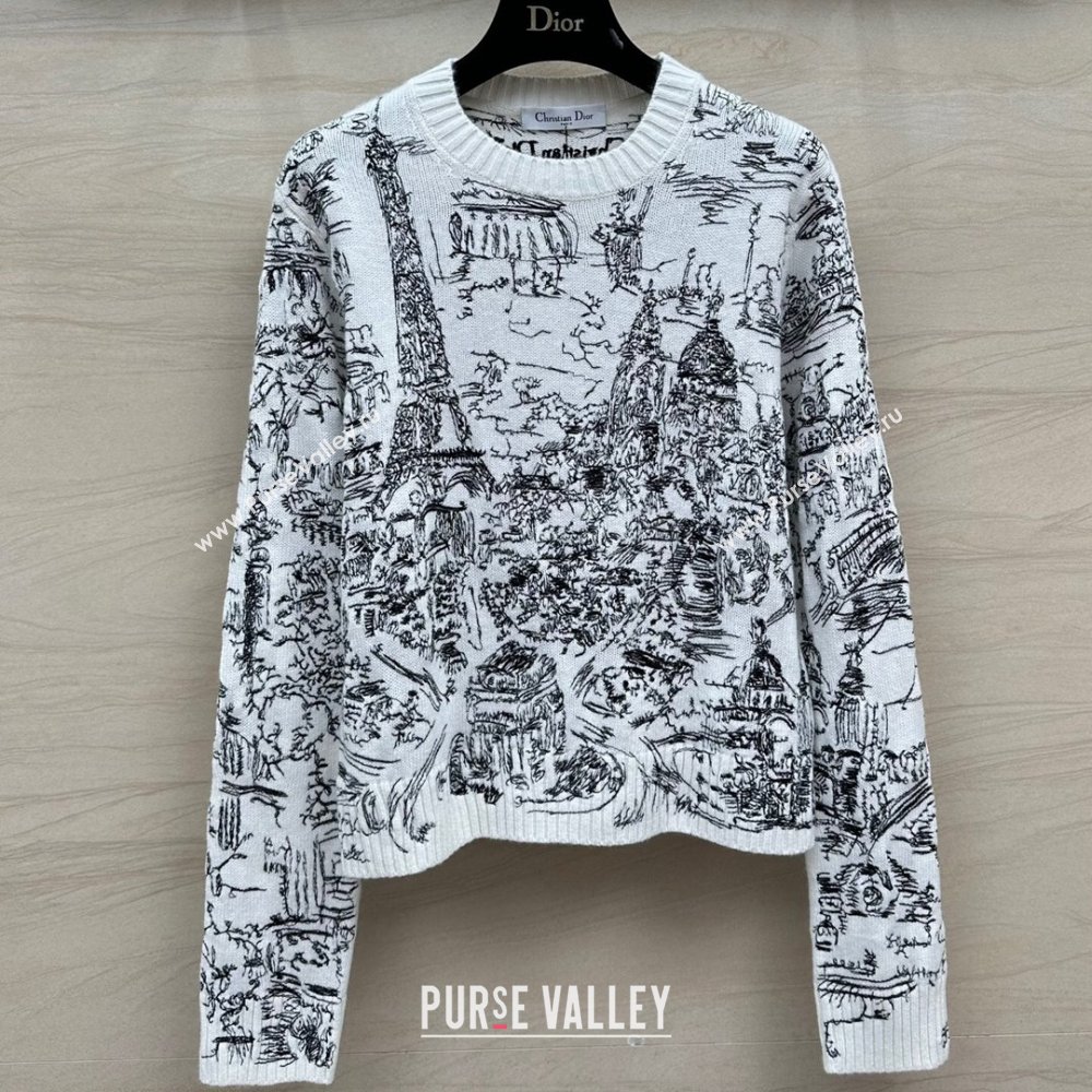 Dior Cashmere Sweater D043004 White/Black 2024 (Q-24043004)