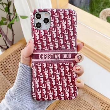 Dior Oblique Canvas iPhone Case with Pouch Burgundy 2020 (SJK-20111831)