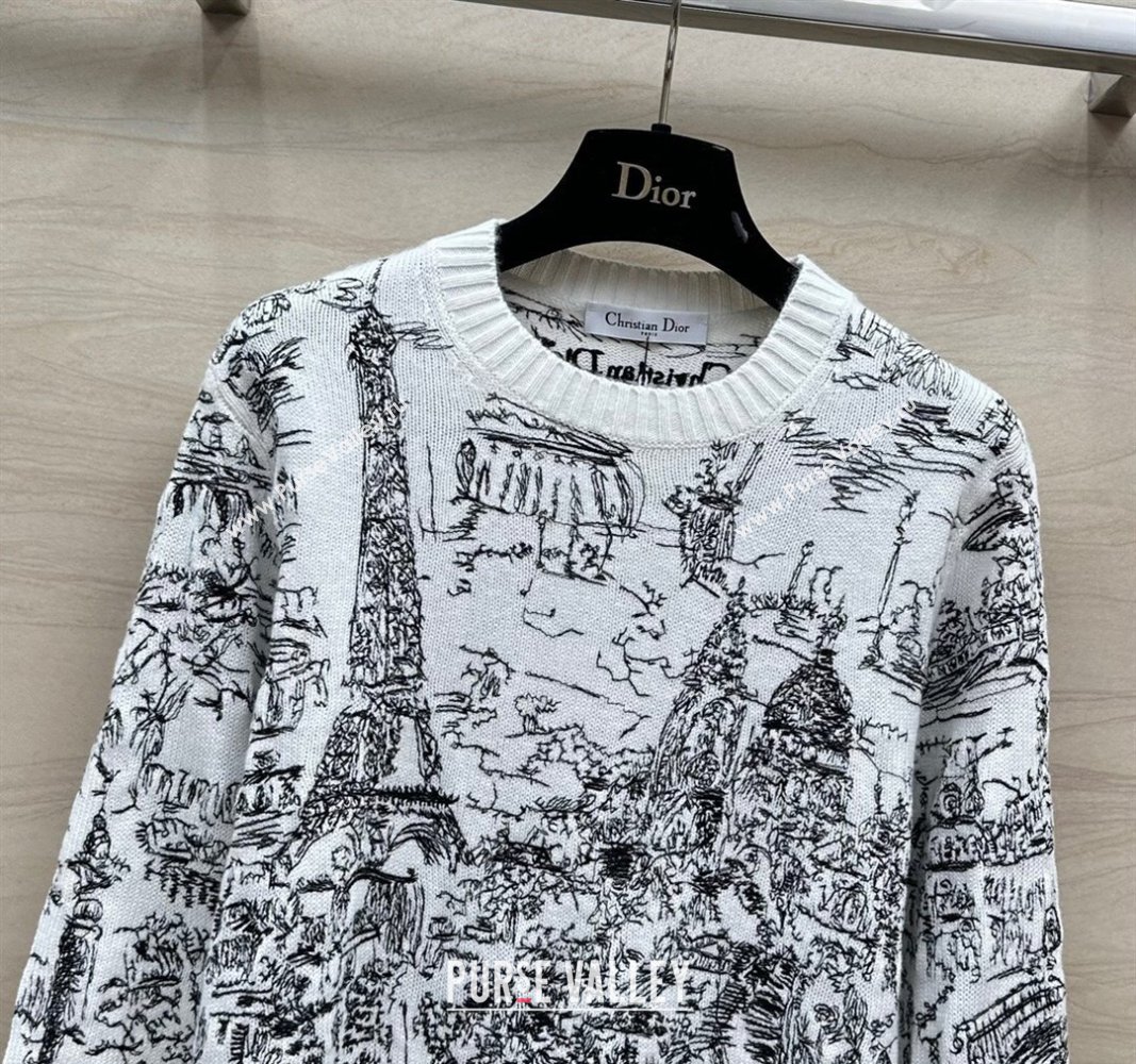 Dior Cashmere Sweater D043004 White/Black 2024 (Q-24043004)