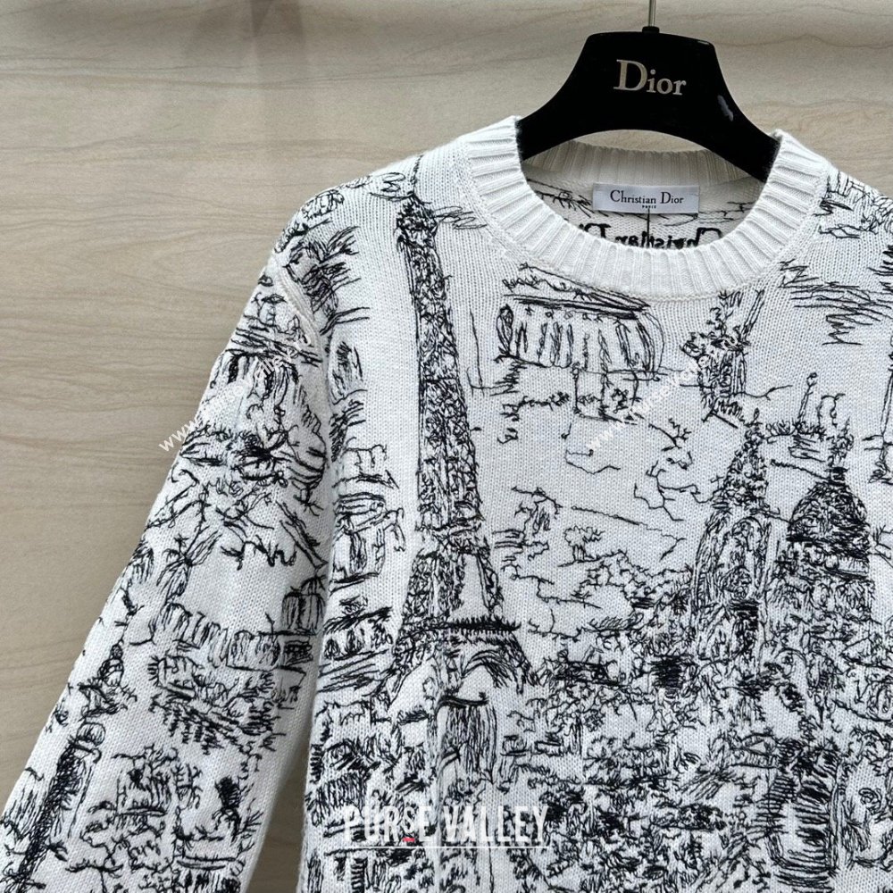 Dior Cashmere Sweater D043004 White/Black 2024 (Q-24043004)