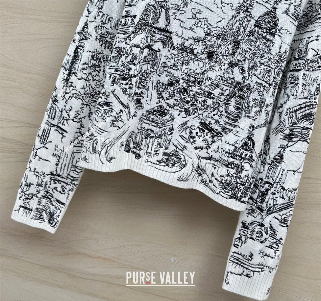 Dior Cashmere Sweater D043004 White/Black 2024 (Q-24043004)