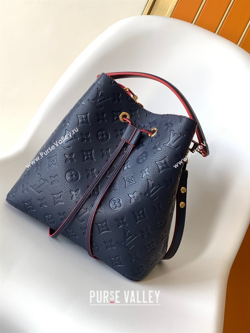 Louis Vuitton NeoNoe MM Bucket Bag in Monogram Embossed Leather M45306 Blue/Red 2024 (K-24112112)