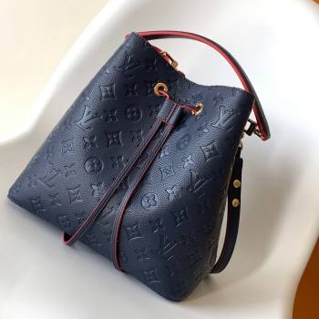 Louis Vuitton NeoNoe MM Bucket Bag in Monogram Embossed Leather M45306 Blue/Red 2024 (K-24112112)