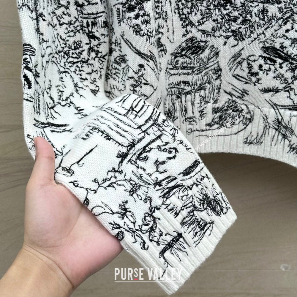 Dior Cashmere Sweater D043004 White/Black 2024 (Q-24043004)