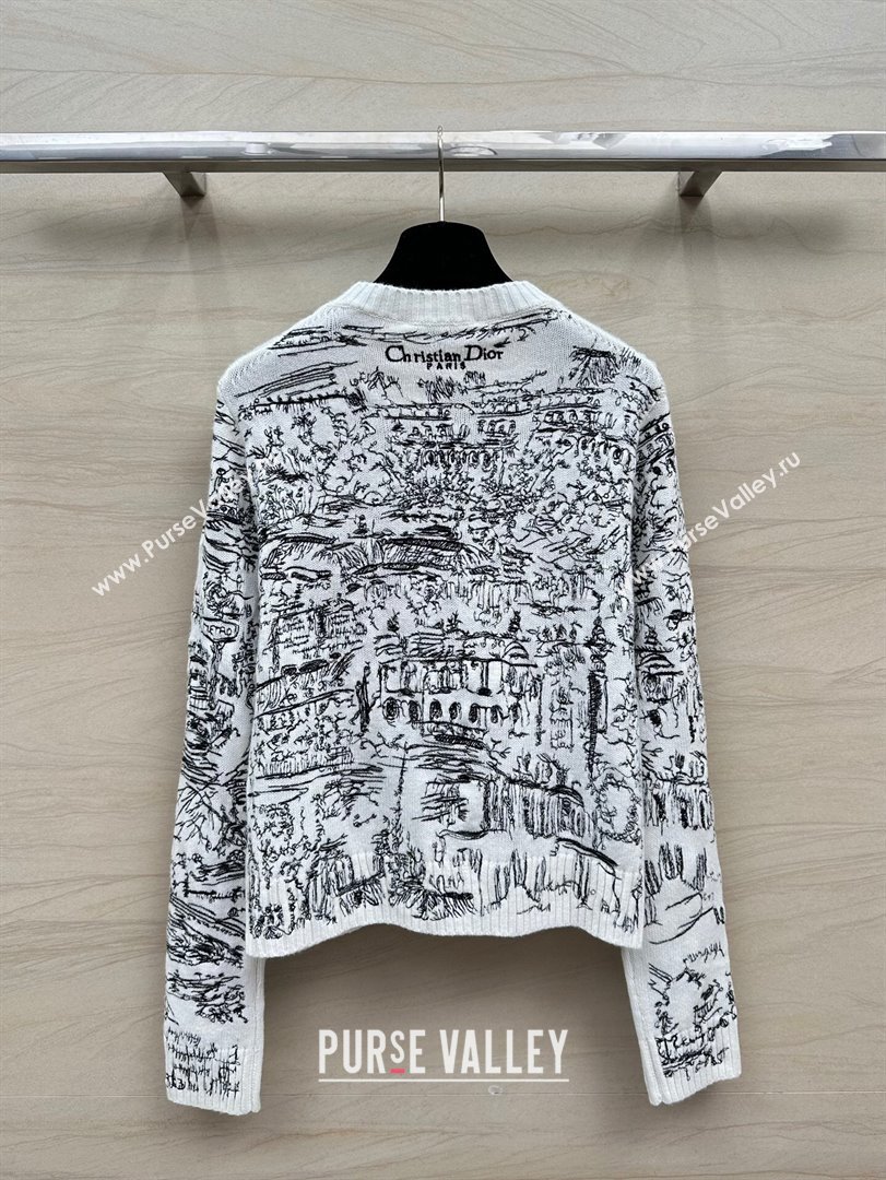 Dior Cashmere Sweater D043004 White/Black 2024 (Q-24043004)